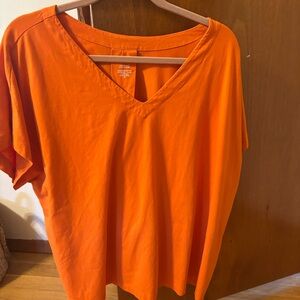 J. Jill Bright Orange V-Neck Short Sleeve Tee
